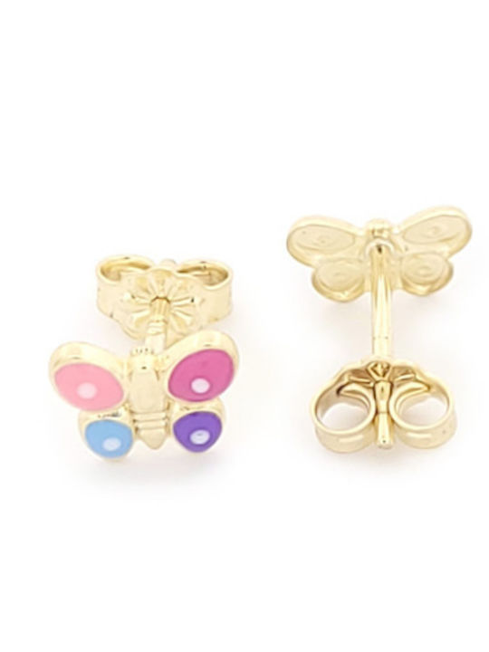 Kids Earrings Studs Butterflies In 9K Gold