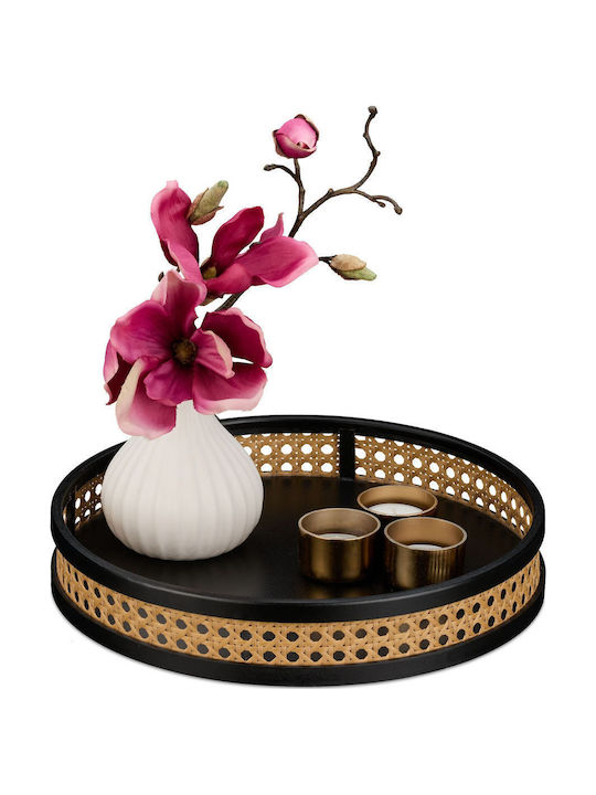 Relaxdays Tavă Decorativă Rattan Rotundă