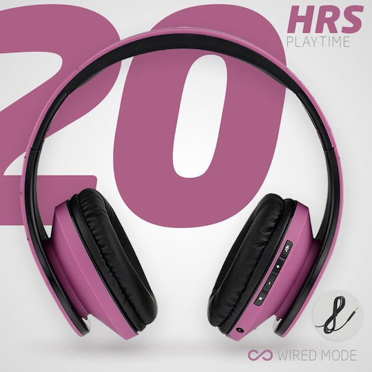 PowerLocus P2 Ασύρματα / Ενσύρματα Over Ear Ακουστικά με Ραδιόφωνο με 20 ώρες Λειτουργίας Μαύρο / Μωβ