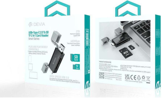 Devia Card Reader USB 2.0 Type-C για SD/microSD