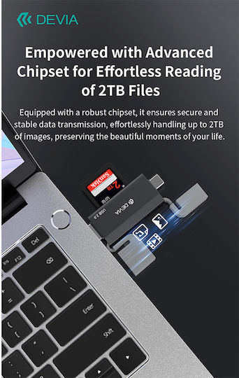 Devia Card Reader USB 2.0 Type-C για SD/microSD