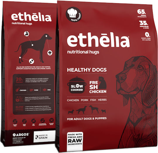 Ethelia Healthy Dogs for Adult & Puppies 1.5kg Ξηρά Τροφή για Ενήλικους Σκύλους με Κοτόπουλο, Χοιρινό και Ψάρια