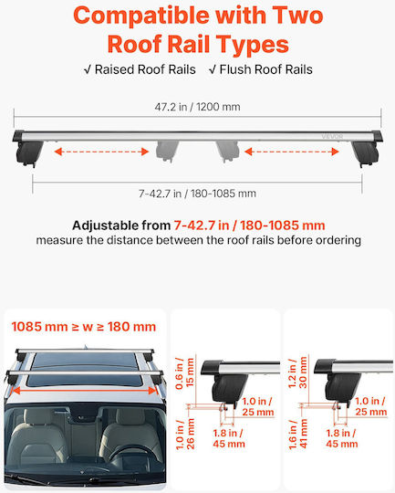 Vevor Universal Aluminum Car Roof Bars Set with Roof Rack Legs and Lock