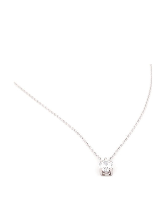Anagnostakis Solitaire Necklace From 9 K White Gold With Zircon