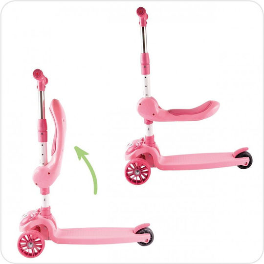 MalPlay Scuter Copii 3 Roți Cu Iluminare LED Pentru Vârsta 3+ Roz
