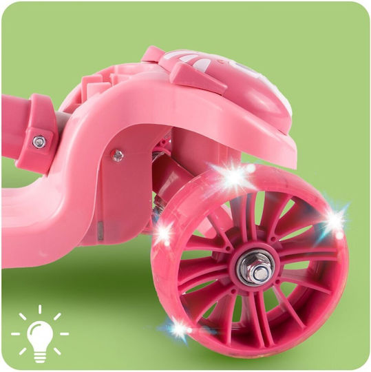 MalPlay Scuter Copii 3 Roți Cu Iluminare LED Pentru Vârsta 3+ Roz