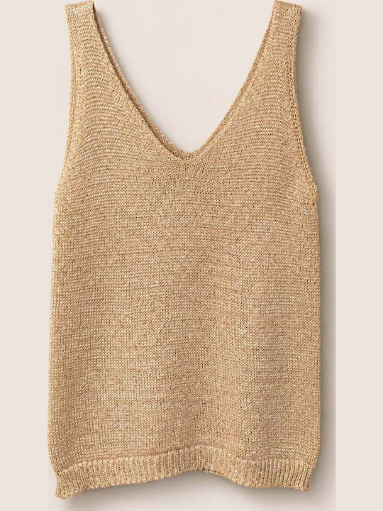 Women's Blouse with V-Neckline Gold