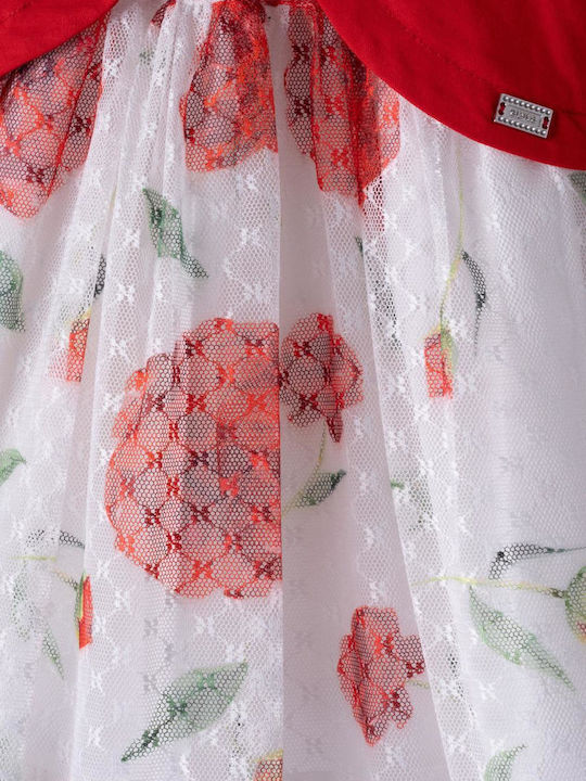 Mädchenkleid Ärmelloses Tüll Rosa Rotes