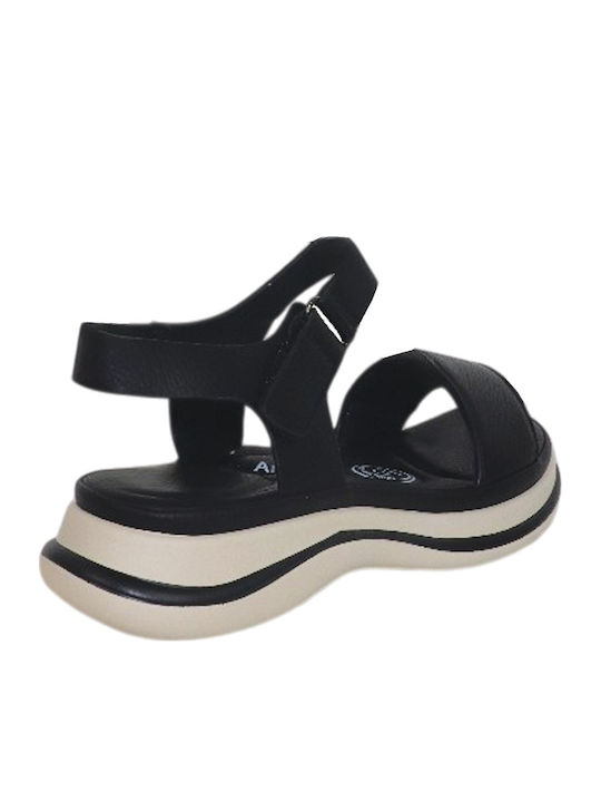 Γυναικεία Ανατομικά Σανδάλια Flatforms Μαύρα