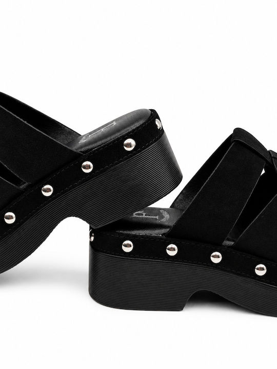 Women's Flat Sandals Flatforms Black AD7-P2921-11-Black