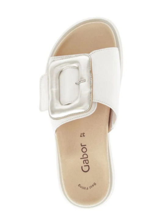 Leder Flache Damen Sandalen Weiß