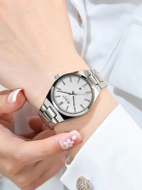 Curren Ανδρικό Ρολόι 33mm Μπαταρίας με Ασημί Μεταλλικό Μπρασελέ
