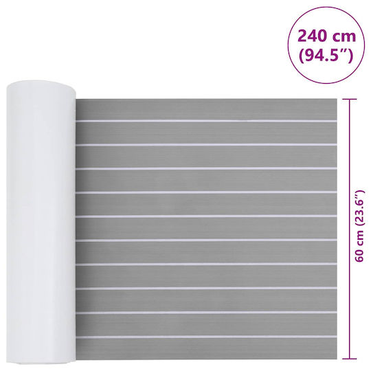 Boat Mat Striped Light Gray White 240 x 60 Cm Eva 42046775 Brown