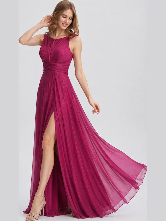 Summer Maxi Evening Dress with Slit Magenta