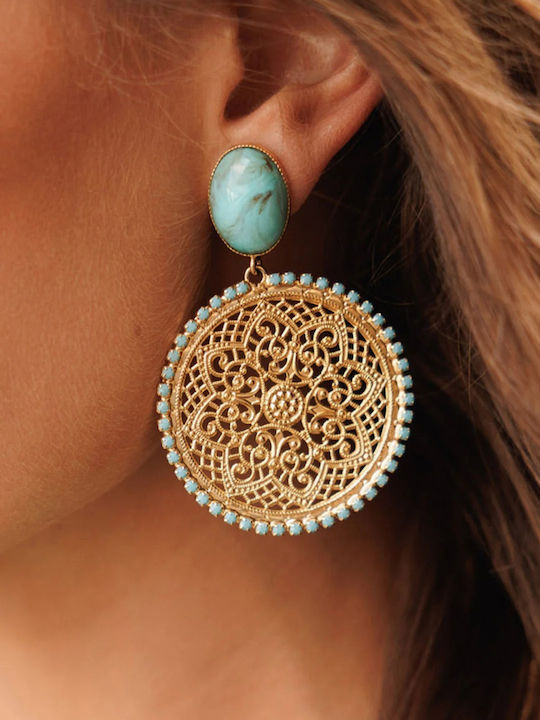 Caroline Svedbom Earrings 18K Gold with Turquoise Stones Caroline Svedbom Earrings 18K Gold with Turquoise Stones