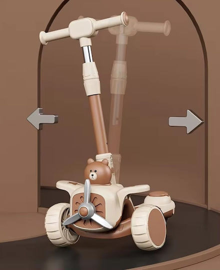 Kinderroller Klappbar 3-Rad mit Sitz für 3+ Jahre Braun