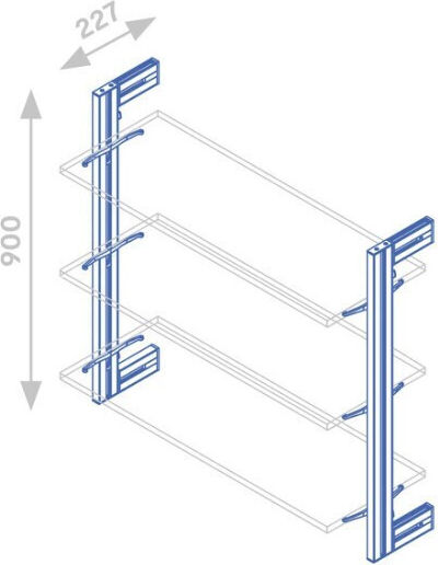 Kit of Articulated Shelf Frame 3 Shelves Support Only on Wall Without Wooden Elements Emuca Zero 7021854 Matte Black