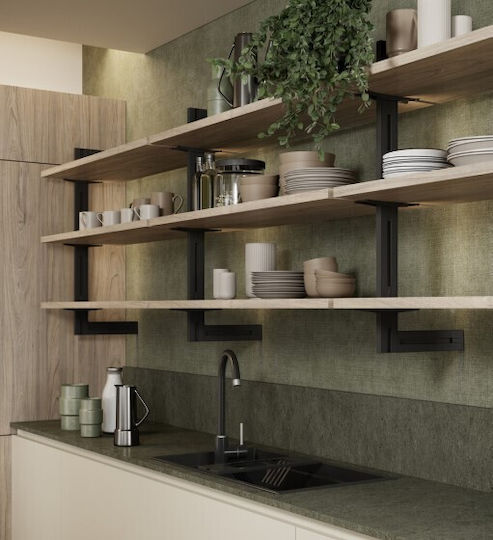Kit of Articulated Shelf Frame 3 Shelves Support Only on Wall Without Wooden Elements Emuca Zero 7021854 Matte Black