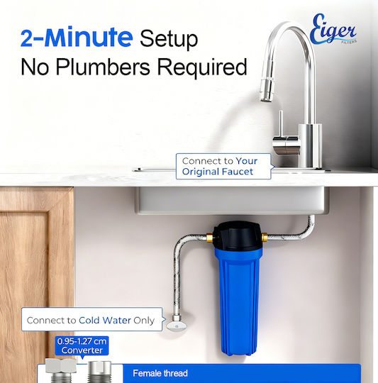Eiger Water Filtration System Single Under Sink Micron ½" WF-122-10N-L