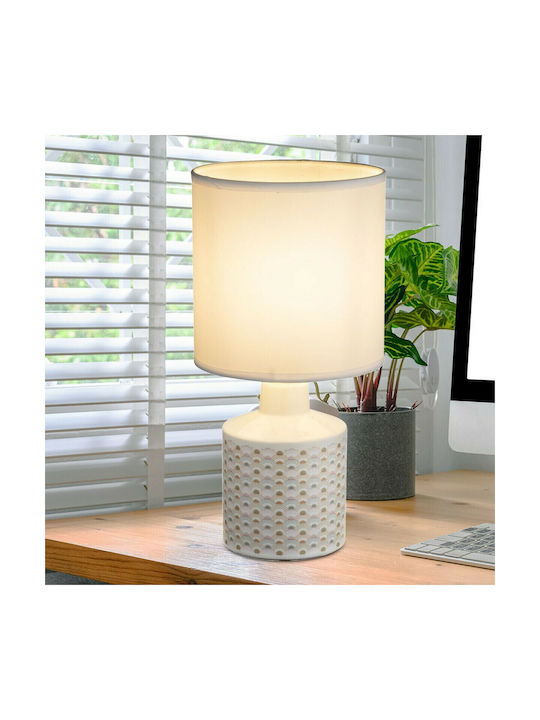 Globo Lighting Siula Ceramic Table Lamp for Socket E14 with White Shade and Base