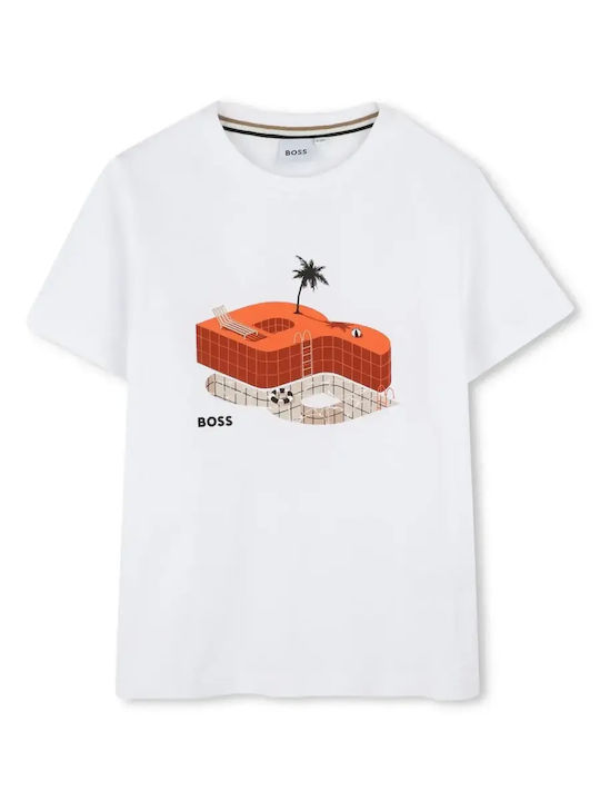 Kinderoberteile T-Shirt Weiß Orange