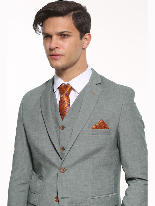 Summer Men's Groom's Suit with Vest Slim Fit Dark Olive