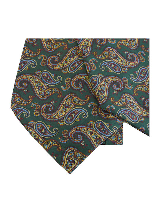 Ascot Men's Silk Tie with Printed Designs in Green Color