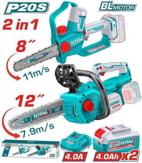 Total Set 2 Fierăstraie cu Lanț Fără Perii 20V cu 2 Baterii 4Ah