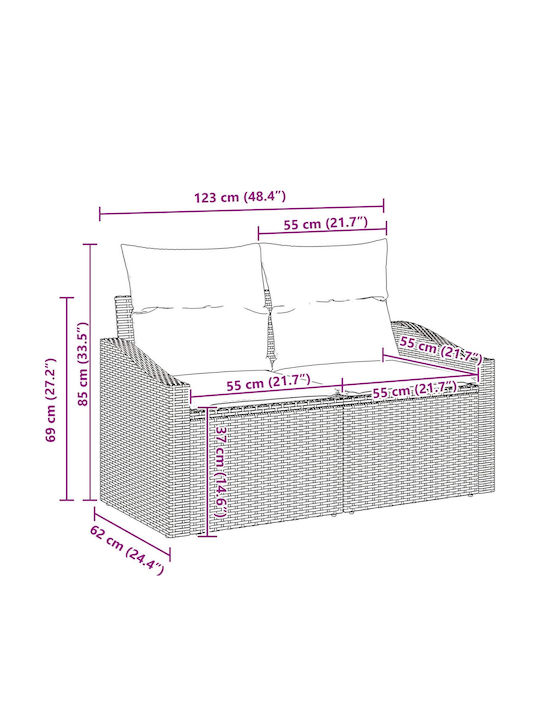 Ecksofa für den Außenbereich Rattan mit Kissen