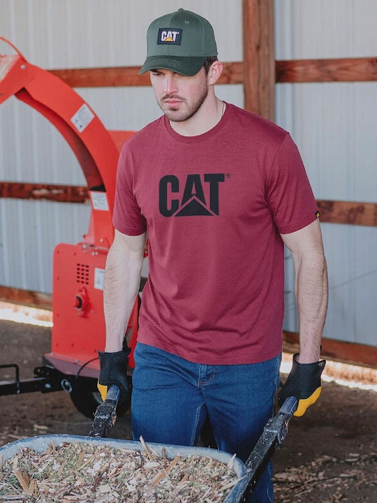 CAT Work T-Shirt Red Fleece with Reflective Tapes and Hood