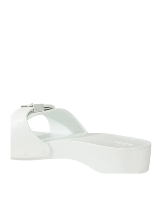 Pescura Heel Aqua Eva Women's Flat Sandals in White Color