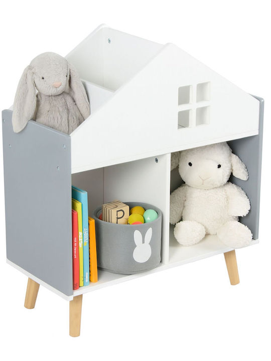 Relaxdays Система за съхранение на играчки от дърво сив 65.7x60x30см
