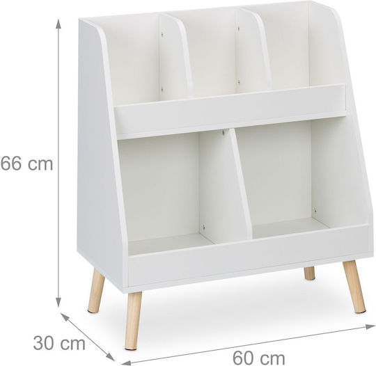 Relaxdays Toy Organizer Wooden White 66x60x30cm