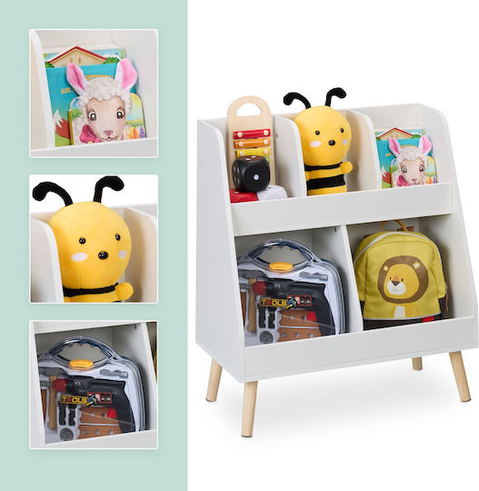 Relaxdays Toy Organizer Wooden White 66x60x30cm