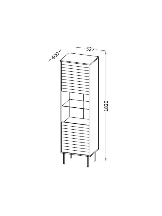 Boden Wohnzimmer Vitrine aus Spanplatte mit Verglast Schwarz 53x40x182cm