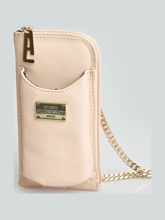 Kleines Leder Damenbrieftasche Karten Beige