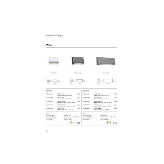 VK Lighting Wandmontiertes Außenlicht LED IP65 3W 16x7x3,3cm