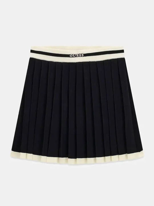 Plissierte Hohe Taille Mini Damenrock Schwarz