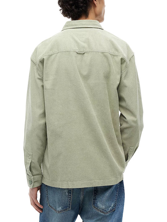 Long Sleeve Corduroy Overshirt in Wide Fit Khaki