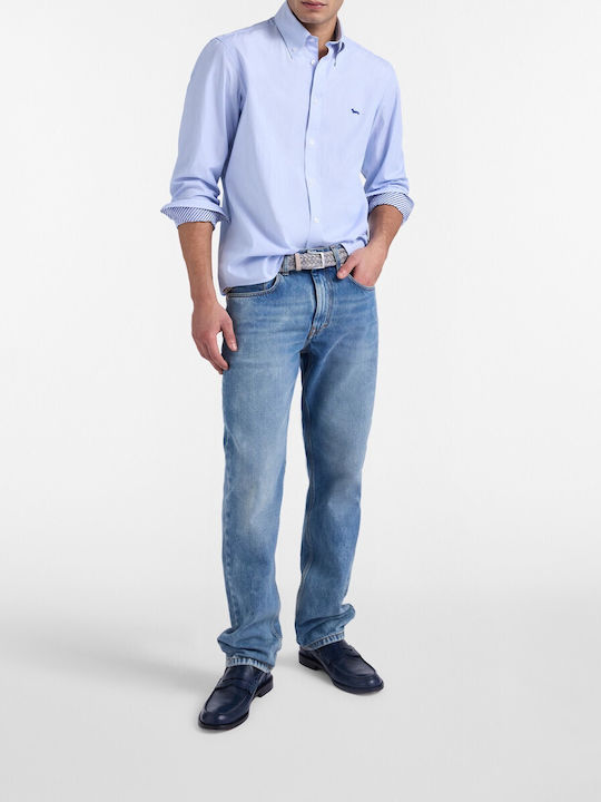 Long Sleeve Shirt in Regular Fit Striped Light Blue