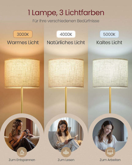 Vasagle Floor Lamp H140xL30cm with Socket for E27 Bulb Black