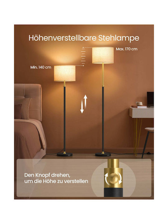 Vasagle Floor Lamp H140xL30cm with Socket for E27 Bulb Black