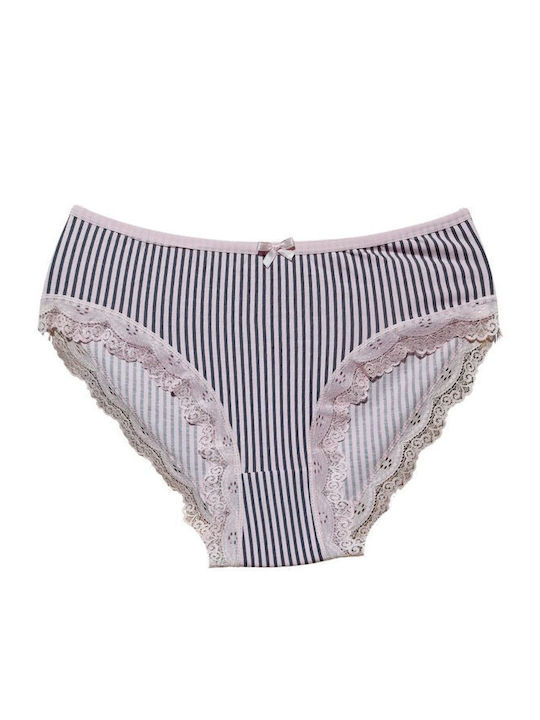 1506 Baumwoll Damen-Slips MultiPack mit Spitze Mehrfarbig