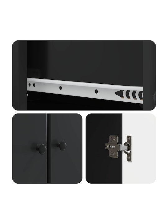 Wall Living Room Cabinet made of Wood and Metal Black 34.5x34.5x90cm