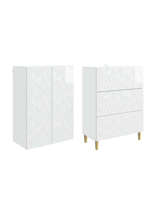 Wall Living Room Cabinet Made of Particle Board White 66x34.5x90cm