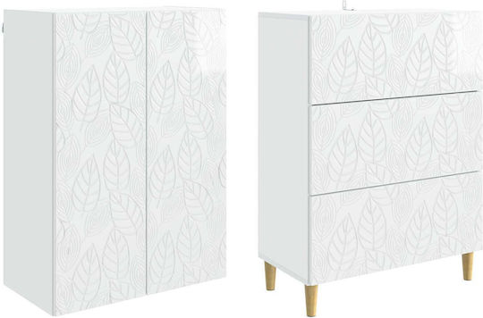 Wall Living Room Cabinet Made of Particle Board White 66x34.5x90cm
