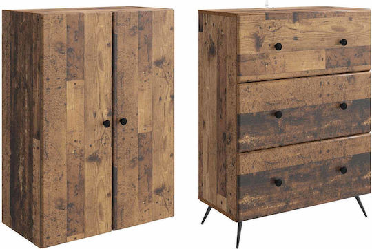 Living Room Display Cabinet Made of Wood and Metal Aged Wood 66x34.5x90cm