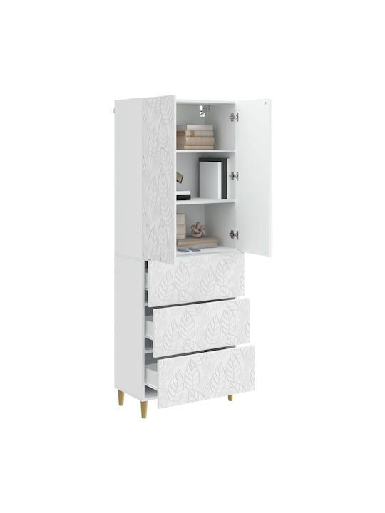 Wall Living Room Cabinet Made of Particle Board White 66x34.5x90cm
