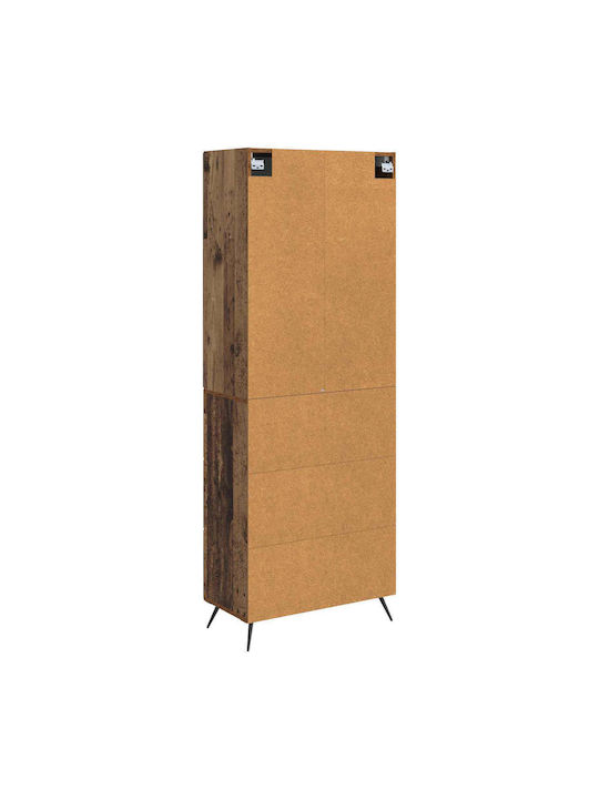 Living Room Display Cabinet Made of Wood and Metal Aged Wood 66x34.5x90cm