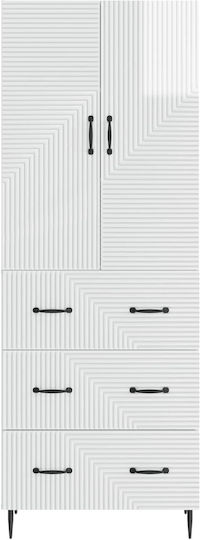 Wall Living Room Cabinet Made of Particle Board White 66x34.5x90cm